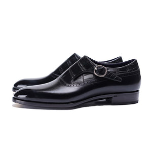 ILCEA Museum BOX Calf Alligator Single Monk Straps#Color_Black Alligator