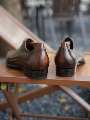 Museum Box Calf Quarter Brogue Oxford Shoes#Color_Dark Brown