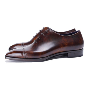 Museum Box Calf Quarter Brogue Oxford Shoes#Color_Dark Brown