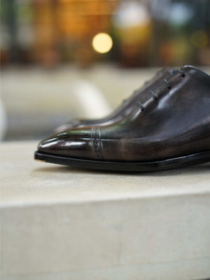 Museum Box Calf Quarter Brogue Oxford Shoes#Color_Steel