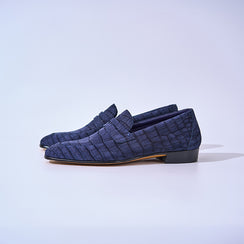 American Alligator Nubuck Penny Loafers 8150 Blue#Color_Blue