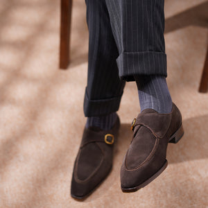 Baby Calf Suede Single Monk Straps#Color_Cocoa Brown