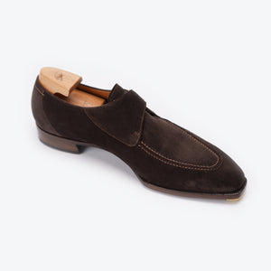 Baby Calf Suede Single Monk Straps#Color_Cocoa Brown