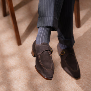 Baby Calf Suede Single Monk Straps#Color_Cocoa Brown
