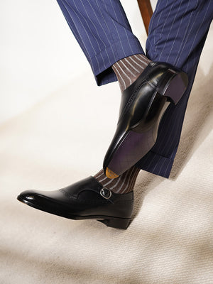 ILCEA Museum Box Calf Single Monk Straps#Color_Black