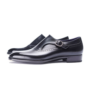 ILCEA Museum Box Calf Single Monk Straps#Color_Black