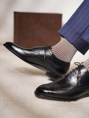 Museum Box Calf Full Brogue Derby Shoes 6020 Black#t4option0_1