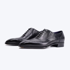Ilcea Box Calf Full Brogue Lazyman Shoes#Color_Black