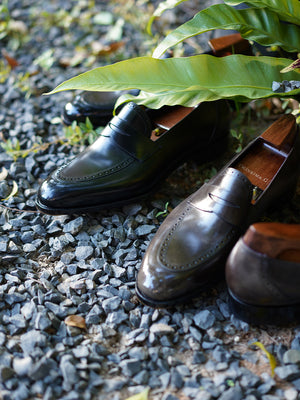 Ilcea Museum Calf Brogue Penny Loafers#Color_Steel