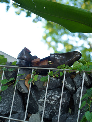 Ilcea Museum Calf Brogue Penny Loafers#Color_Steel
