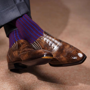 Ilcea Museum Calf Full Brogue Lazyman Shoes#Color_Steel