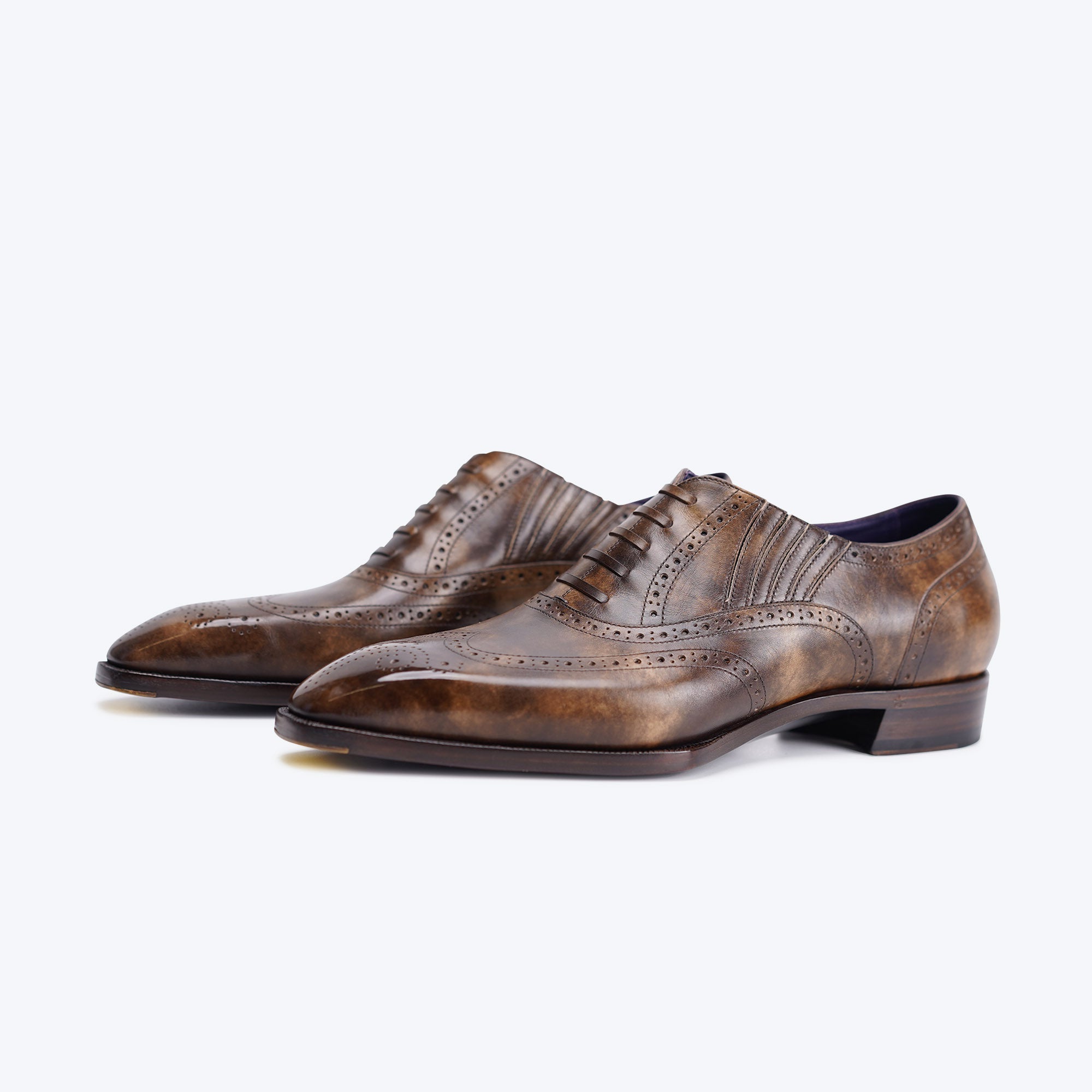 Ilcea Museum Calf Full Brogue Lazyman Shoes#Color_Steel
