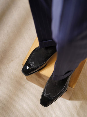 Ilcea Museum Calf Wingtip Chelsea Boots#Color_Black