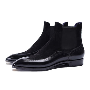 Ilcea Museum Calf Wingtip Chelsea Boots#Color_Black