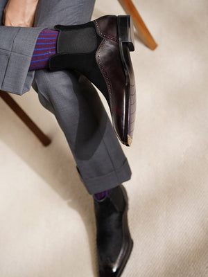 Ilcea Museum Calf Wingtip Chelsea Boots#Color_Cherry Baby Calf Hair