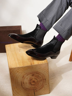 Ilcea Museum Calf Wingtip Chelsea Boots#Color_Cherry Baby Calf Hair