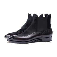 Ilcea Museum Calf Wingtip Chelsea Boots#Color_Cherry Baby Calf Hair