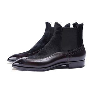 Ilcea Museum Calf Wingtip Chelsea Boots#Color_Cherry Baby Calf Hair