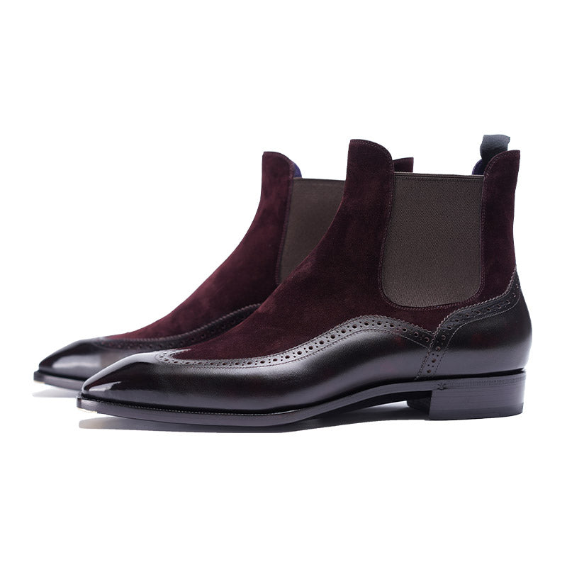 Ilcea Museum Calf Wingtip Chelsea Boots#Color_Cherry