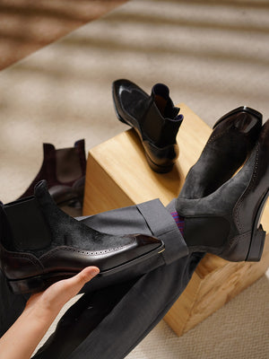 Ilcea Museum Calf Wingtip Chelsea Boots#Color_Steel
