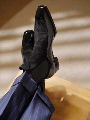 Ilcea Museum Calf Wingtip Chelsea Boots#Color_Steel