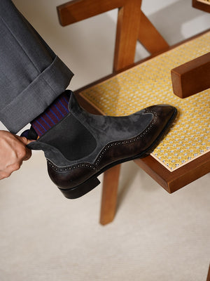 Ilcea Museum Calf Wingtip Chelsea Boots#Color_Steel