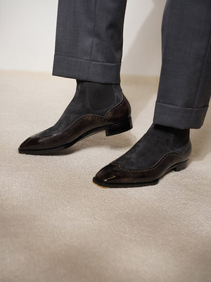 Ilcea Museum Calf Wingtip Chelsea Boots#Color_Steel