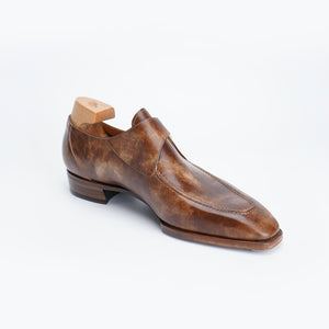 Ilcea Museum Calf and Alligator Single Monk Straps#Color_Light Brown
