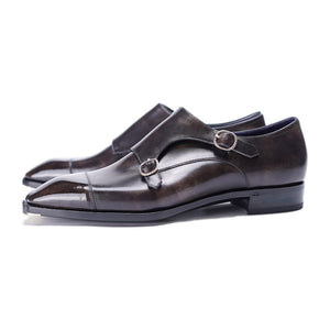 Ilcea Museum calf Double Monk Straps#Color_Steel