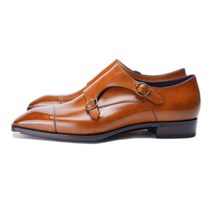 Ilcea Museum calf Double Monk Straps#Color_Light Brown