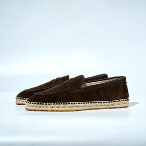 Italian Baby Calf Suede ESPADRILLES 3010S#Color_Brown