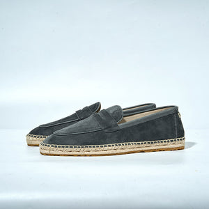 Italian Baby Calf Suede ESPADRILLES 3010S#Color_Dark Grey