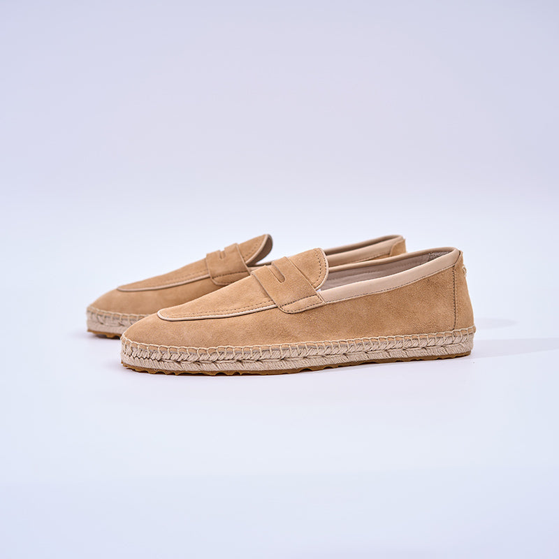Italian Baby Calf Suede ESPADRILLES 3010S#Color_Yellow3