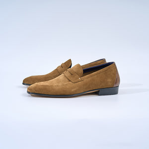 Italian Baby Calf Suede Penny Loafers#Color_Soil