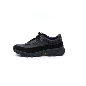 Italian Baby Calf Suede and Togo Calf Sneaker#Color_Black