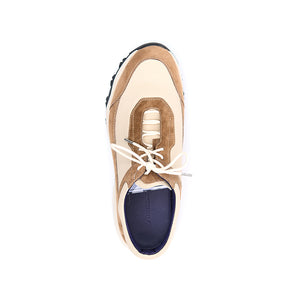 Italian Baby Calf Suede and Togo Calf Sneaker#Color_White