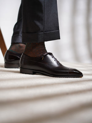 Museum Box Calf Balmoral Oxford Shoes#Color_Dark Brown