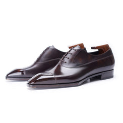 Museum Box Calf Balmoral Oxford Shoes#Color_Dark Brown