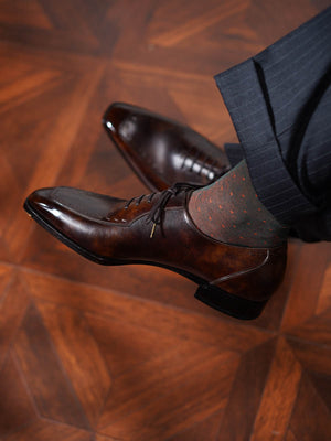 Museum Box Calf Norwegian Oxford Shoes#Color_Dark Brown