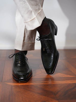 Museum Box Calf Norwegian Oxford Shoes#Color_DeepGreen