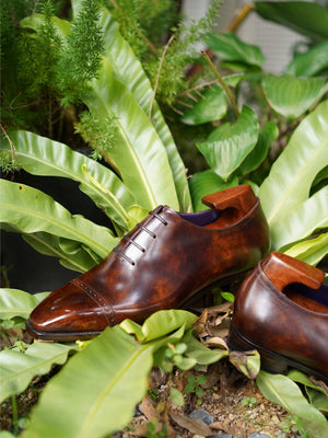 Museum Box Calf Quarter Brogue Oxford Shoes#Color_Dark Brown