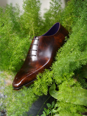 Museum Box Calf Quarter Brogue Oxford Shoes#Color_Dark Brown