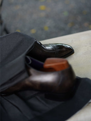 Museum Box Calf Quarter Brogue Oxford Shoes#Color_Steel