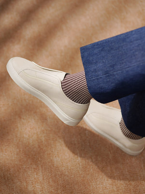 Togo Calf Suede Elastic Stitch Sneaker#Color_White